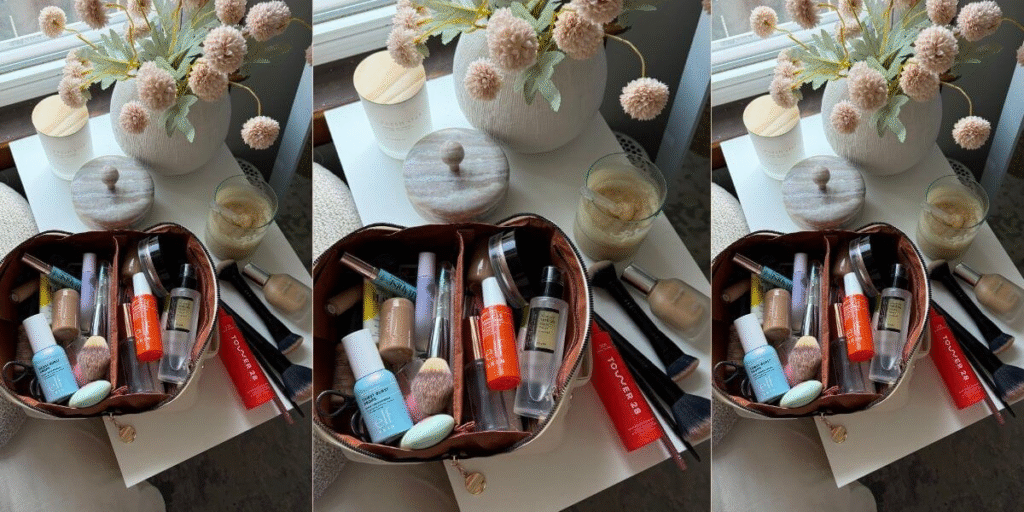 Travel Beauty essentials including skincare, sunscreen, makeup, haircare, grooming products, and toiletries for every trip