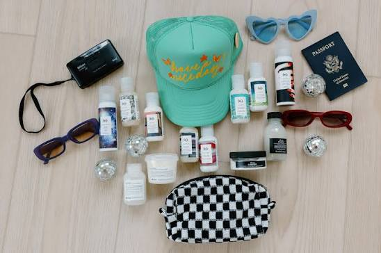 Travel Beauty essentials including skincare, sunscreen, makeup, haircare, grooming products, and toiletries for every trip